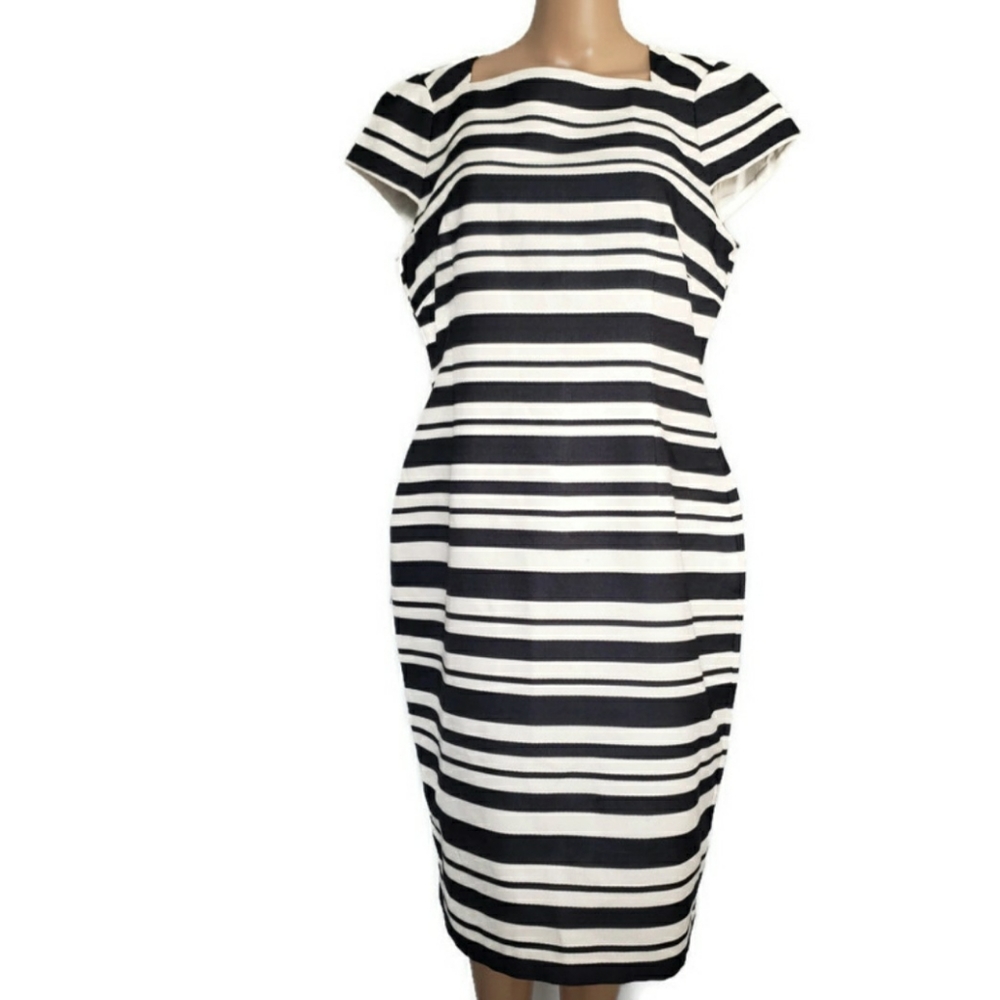 Hobbs London andara stripe short Sleeves dress size 10"